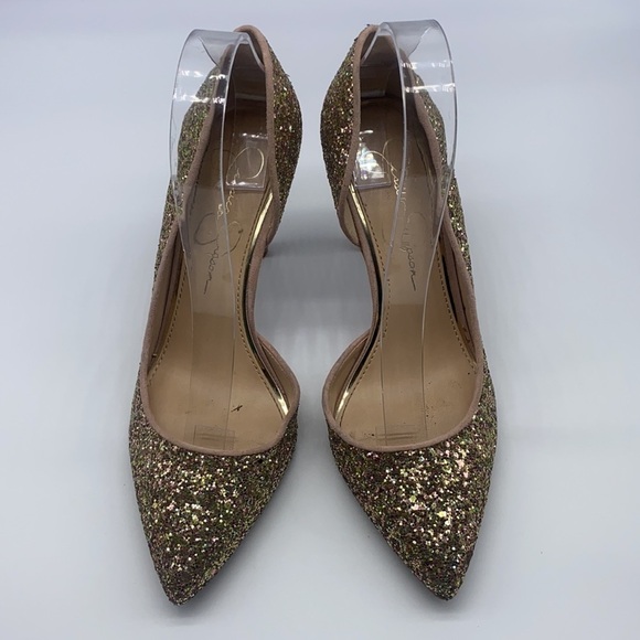 Jessica Simpson - Livvy Dusty Gold Glitter High Heels Size 8 - Picture 2 of 15